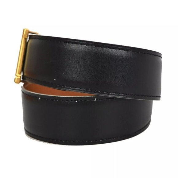 HERMES H Logo Constance Reversible Buckle Belt Leather Black Brown 85RH305 - Picture 9 of 12